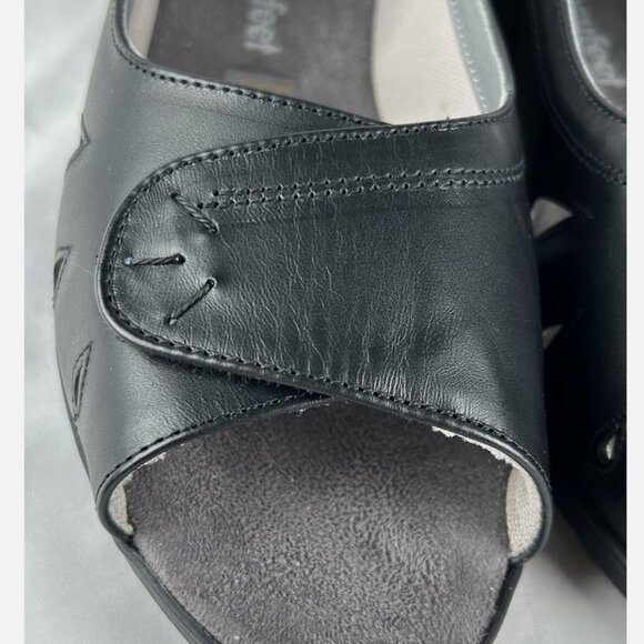 NEW Cosyfeet Black Keira Wide Extra Roomy Peep Toe Sandals 10 UK Sz 8 Adjustable - Picture 5 of 8